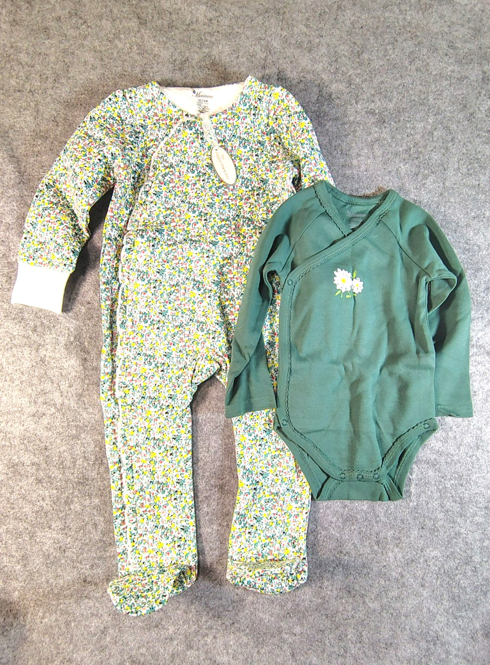 Baby Girl Romper and Long-sleeve Bodysuit Set Adorable Floral S 18-24 months NWT